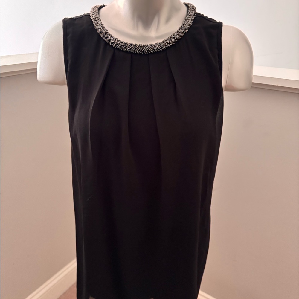 Design History Sleeveless Black Top with Silver Accents